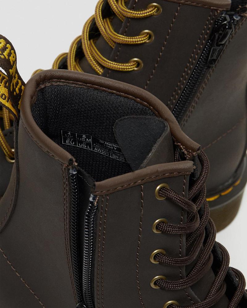 Dr Martens Youth 1460 Wildhorse Læder Snørestøvler Børn Mørkebrune | DK 716NWY